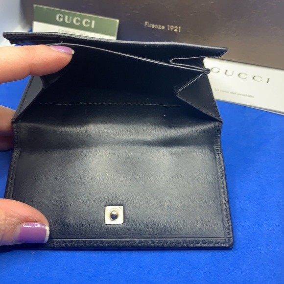Rare black Gucci leather & canvas GG Guccissima vintage wallet - Picture 6 of 10